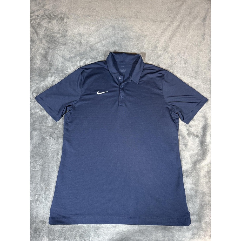 Nike Polo Shirt Mens Medium Blue Dri-FIT Short Sleeve Golf Performance Athletic